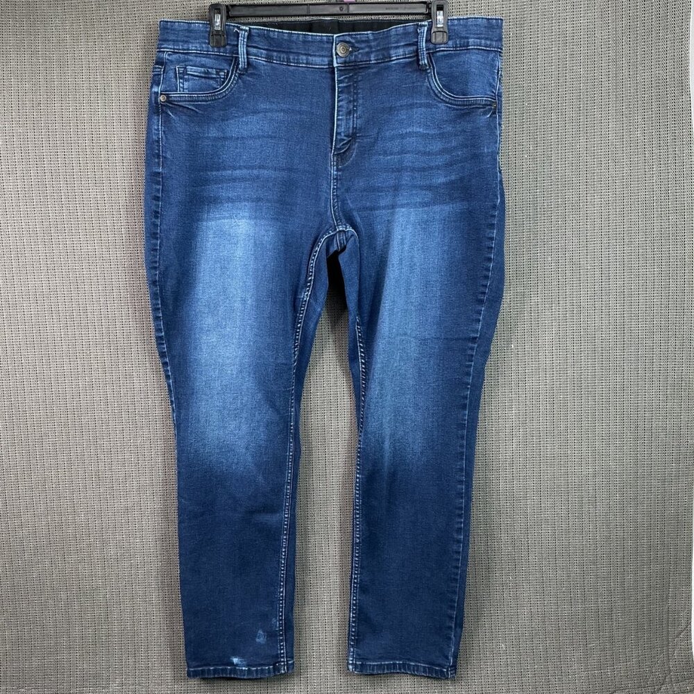 Liz Claiborne Womens 18W Blue Sara Slim Leg Mid-Rise Denim Jeans